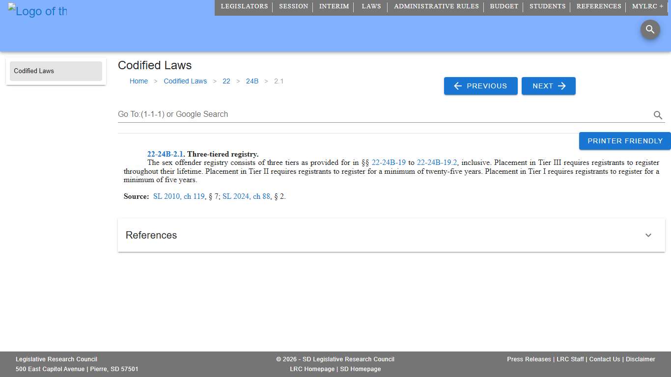 Codified Law 22-24B-2.1 South Dakota Legislature